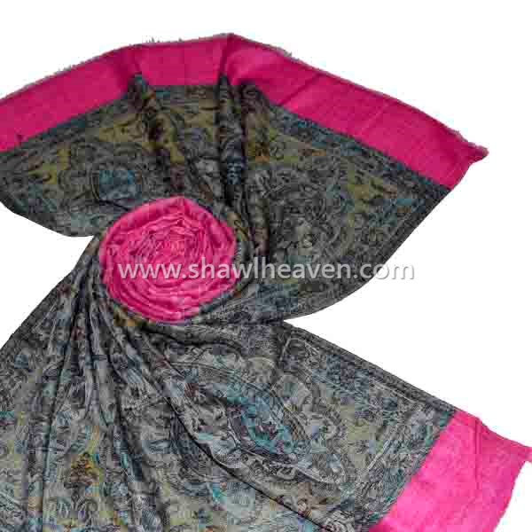 Vivid pink designer chic wool shawl/scarves